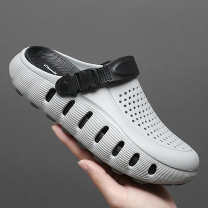 White Perforated Clogs with Adjustable Strap