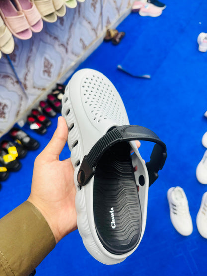 White Perforated Clogs with Adjustable Strap