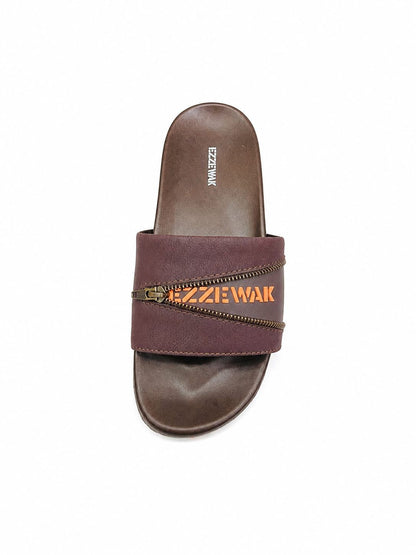 Casual Slide Sandals with Zipper Design