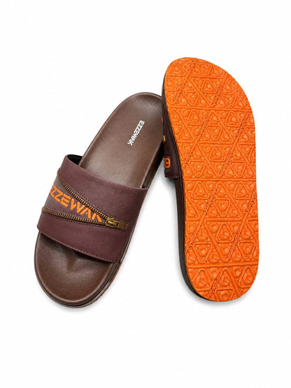 Casual Slide Sandals with Zipper Design