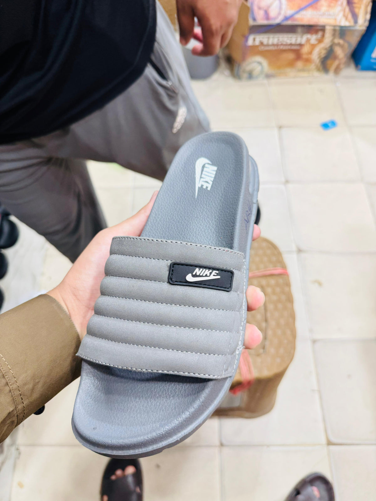 Casual Slide Sandals with Quilted Strap Design
