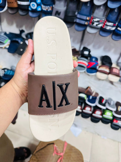 Casual Slide Sandals with Bold A|X Letter Design