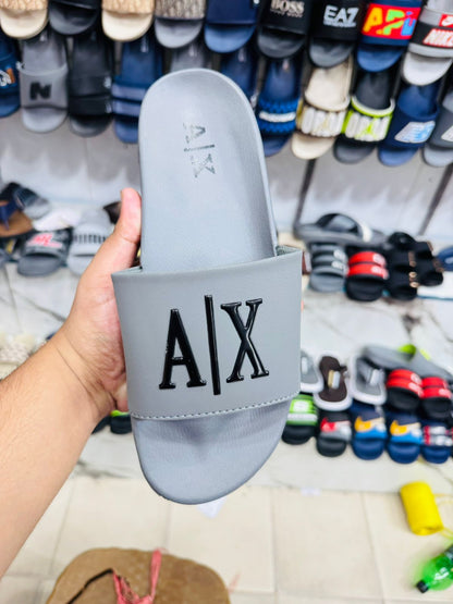 Casual Slide Sandals with Bold A|X Letter Design
