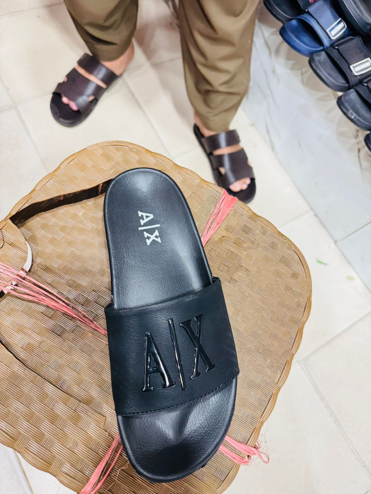 Casual Slide Sandals with Bold A|X Letter Design