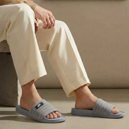 Casual Slide Sandals with Quilted Strap Design